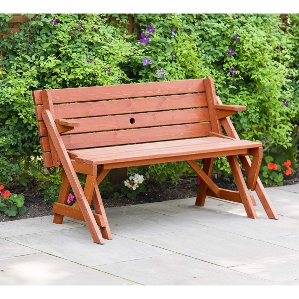 Leisure Season Convertible Wood Picnic Table &amp; Garden 