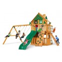 Gorilla Chateau Clubhouse Cedar Wood Swing Set Kit w/ Amber Posts and Deluxe Green Vinyl Canopy - Amber (01-0035-AP-1)