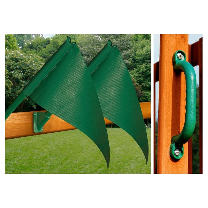Gorilla Chateau Clubhouse Swing Set w/ Amber Posts and and SunbrellaÂ® Canvas Forest Green Canopy - Amber (01-0035-AP-2)