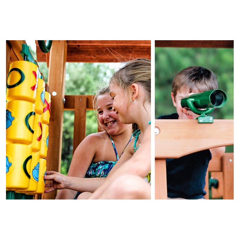 Gorilla Chateau Clubhouse Swing Set w/ Amber Posts and and SunbrellaÂ® Canvas Forest Green Canopy - Amber (01-0035-AP-2)