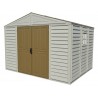DuraMax 10.5'W x 8'D Woodbridge Adobe Vinyl Shed w/ Foundation (20224) DuraMax 10.5'W x 8'D Woodbridge Adobe Vinyl Shed w/ Foundation (20224)