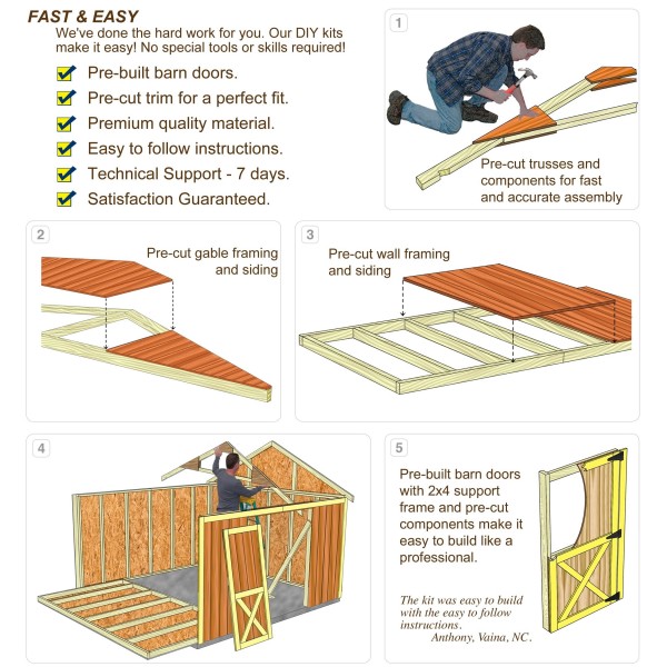 Best Barns Danbury 8x12 Wood Storage Shed Kit All Pre Cut 0812