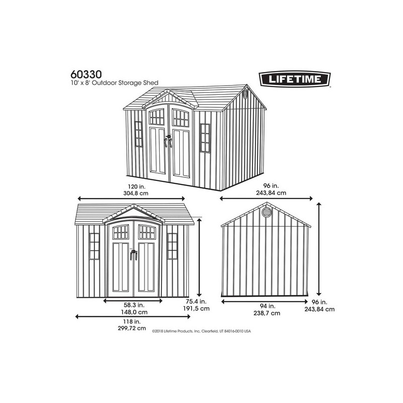Lifetime 10x8 ft Outdoor Storage Shed Kit (60330)
