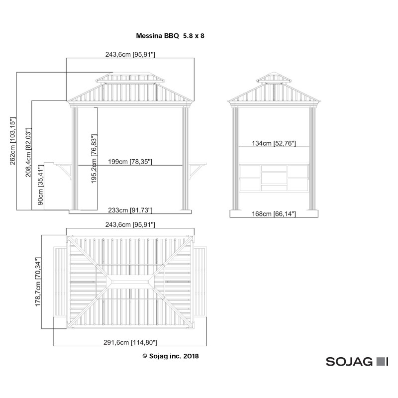 Sojag 6x8 BBQ Messina Grill Gazebo Kit (500-9162875)