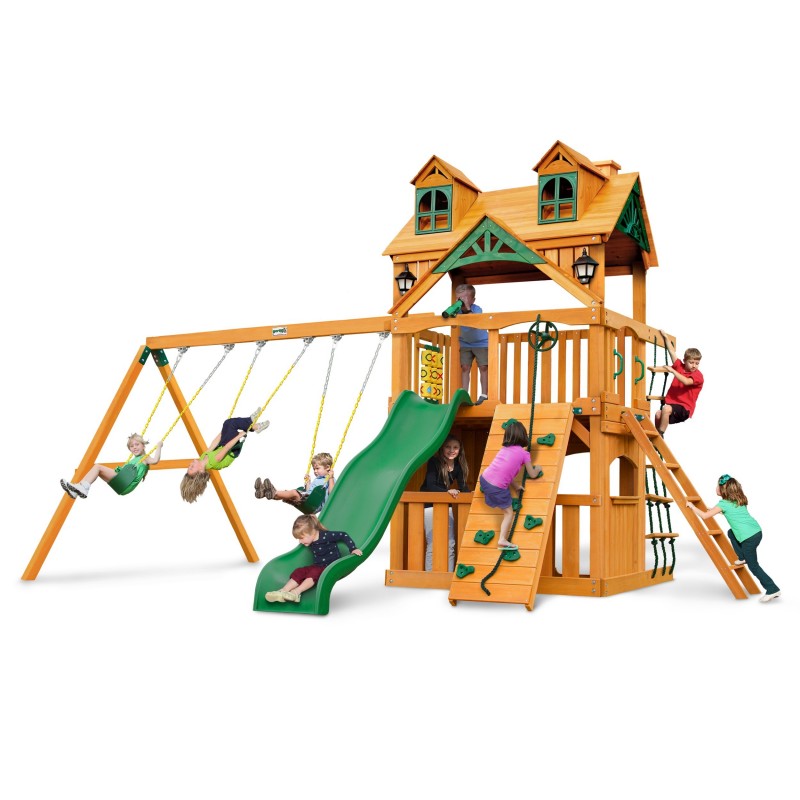 Gorilla Malibu Clubhouse Cedar Wood Swing Set Kit w/ Amber Posts - Amber (01-0072-AP)