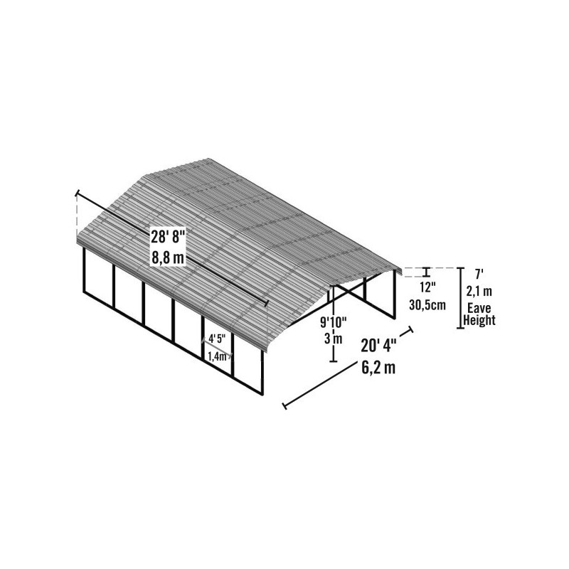 Arrow Steel 20x29x7 DIY Carport Kit - Eggshell (CPH202907)