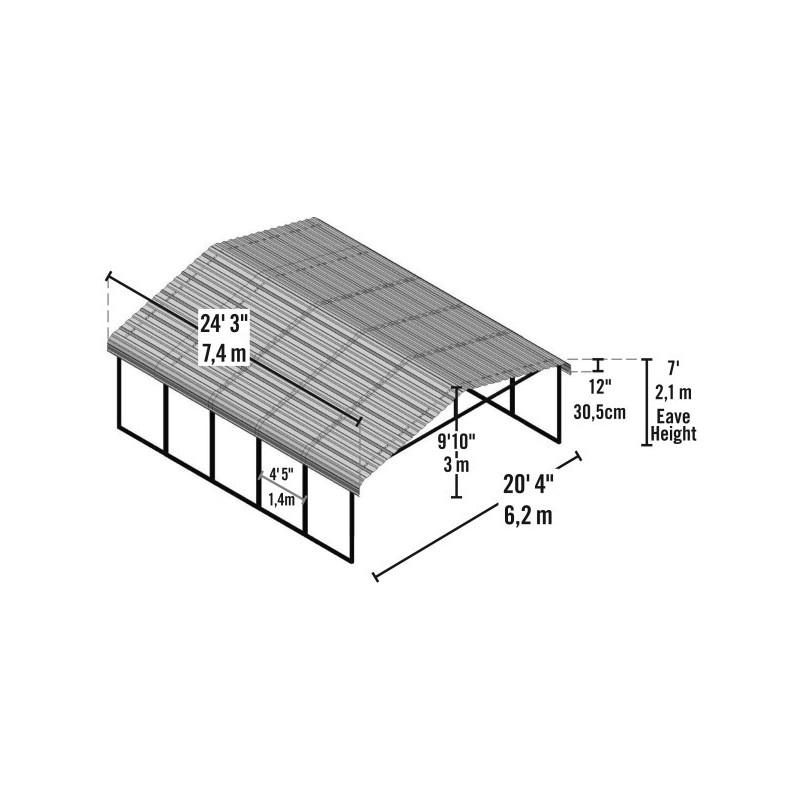 Arrow Steel 20x24x7 DIY Carport Kit - Eggshell (CPH202407)