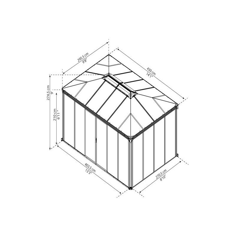 Palram 10x14 Ledro Enclosed Gazebo Kit - Gray/Bronze (HG9189)
