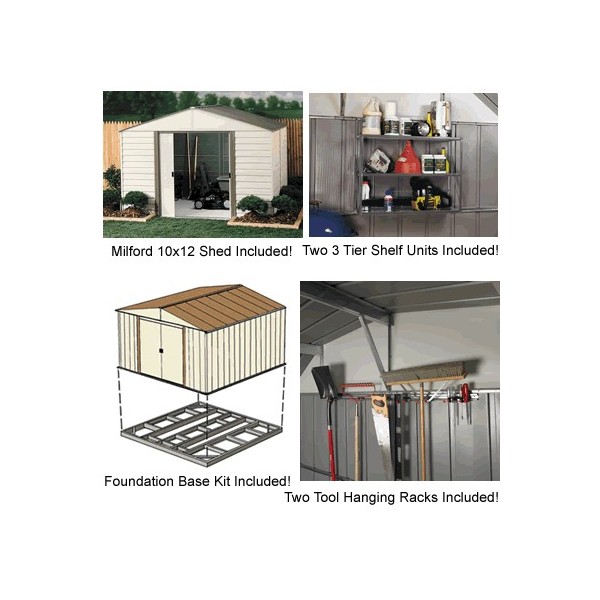 Arrow 10x12 Vinyl Ord Shed W Foundation Shelving Vm1012b Arrow 10x12 Vinyl Ord Shed W