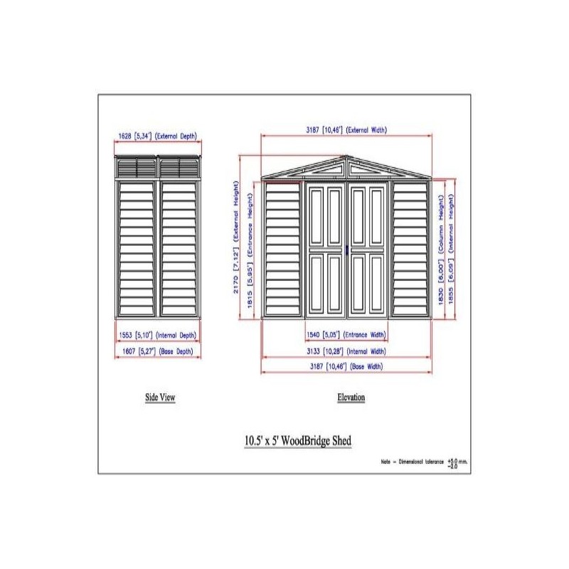 DuraMax 10.5'x5' Woodbridge Vinyl Shed w/ Foundation (00283)
