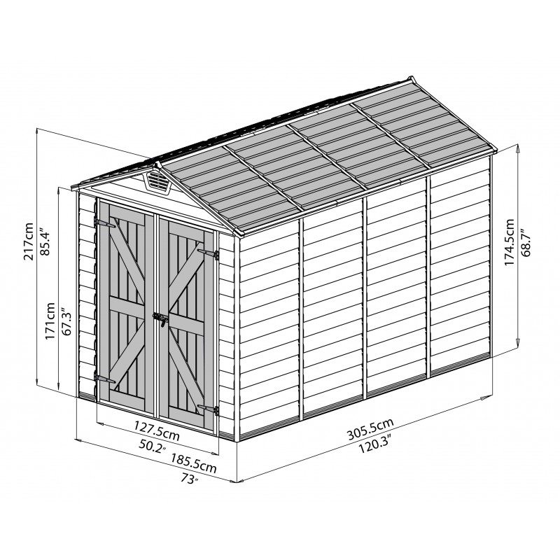 Palram 6x10 Skylight Storage Shed Kit - Gray (HG9610GY)