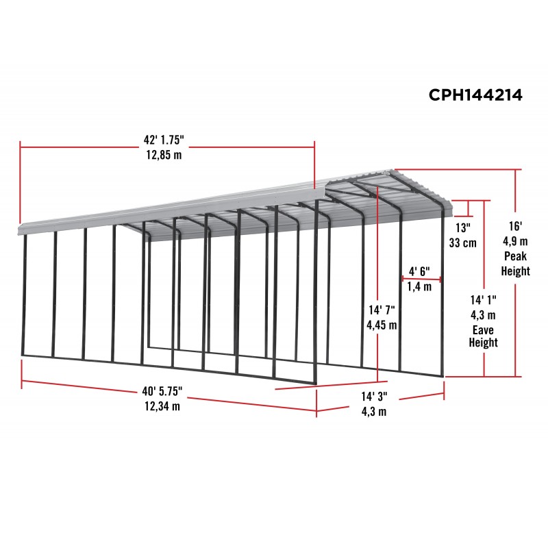 Arrow 14x42x14 DIY RV Carport Kit - Eggshell (CPH144214)