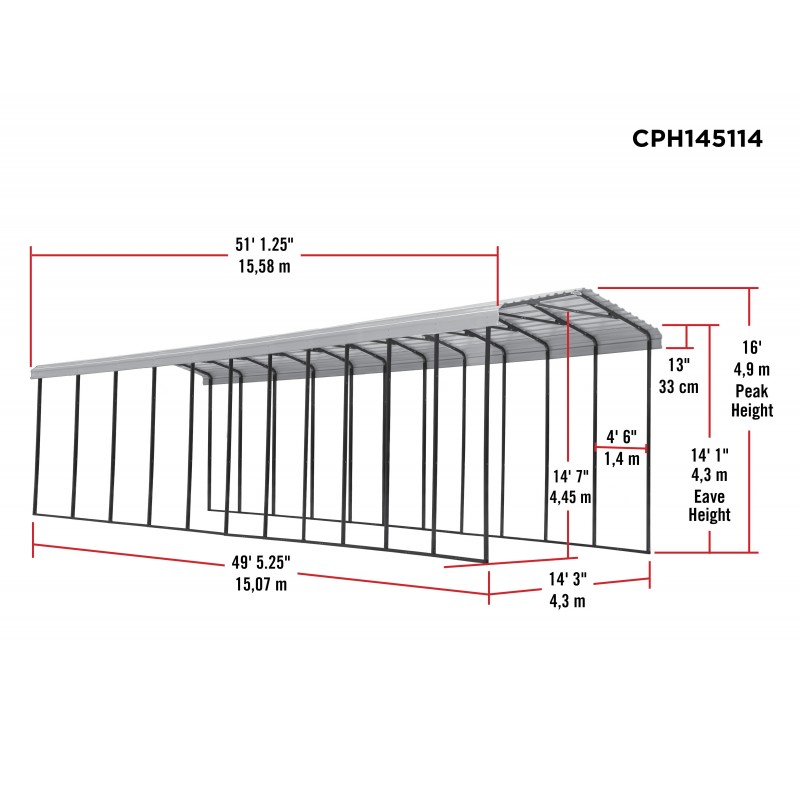 Arrow 14x42x14 DIY RV Carport Kit - Eggshell (CPH144214)