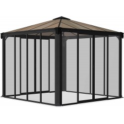 Palram Ledro 10x10 Steel Enclosed Gazebo Kit w/ Screen Doors - Gray (HG9191)