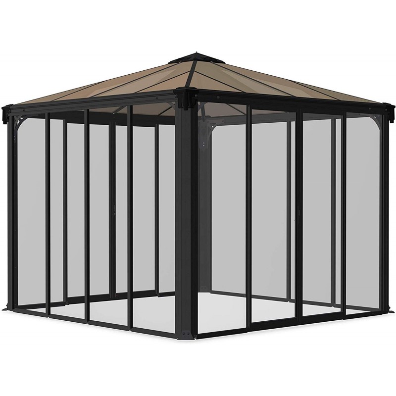 Palram Ledro 10x10 Steel Enclosed Gazebo Kit w/ Screen Doors - Gray (HG9191)