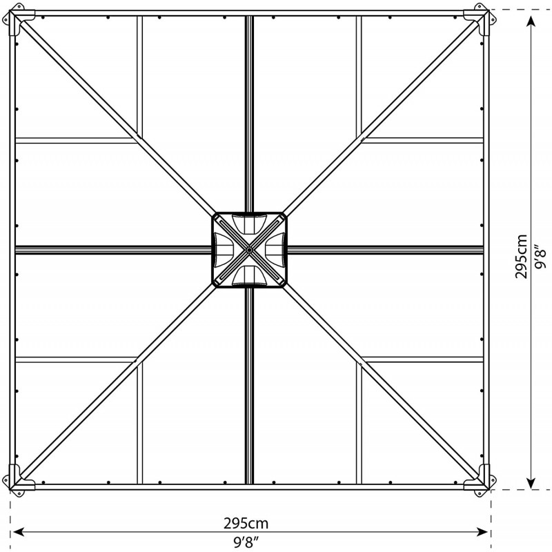 Palram Ledro 10x10 Steel Enclosed Gazebo Kit w/ Screen Doors - Gray (HG9191)
