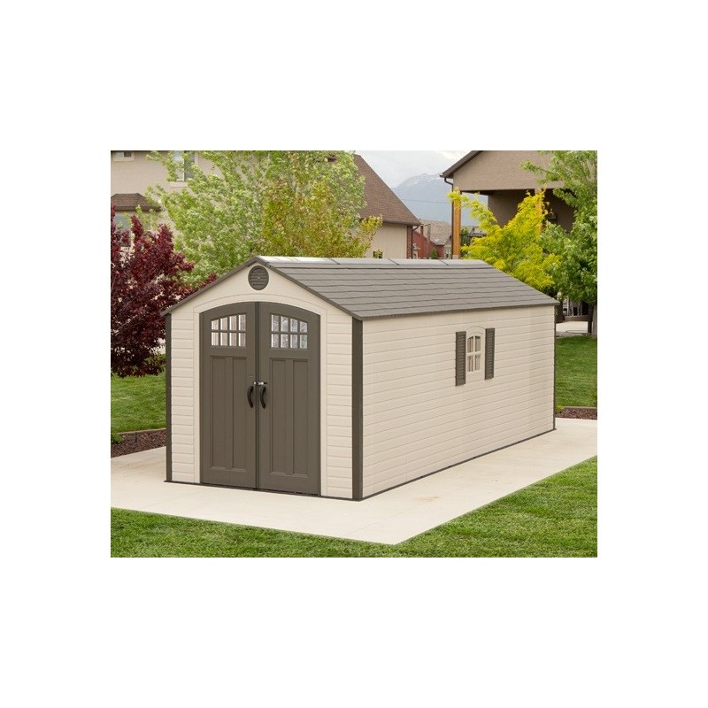 lifetime sheds 8x20 plastic storage shed w/ 2 windows 60120