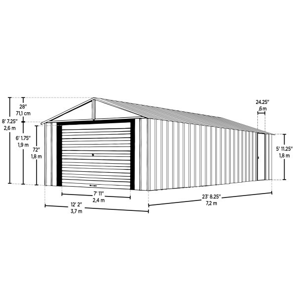 Arrow Vinyl Murryhill 12x24 Steel Prefab Storage Shed Kit 