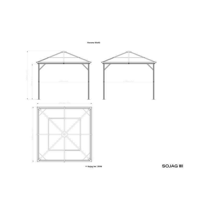 Sojag 10x10 Verona Aluminum Gazebo Kit - Dark Gray (310-9160727)