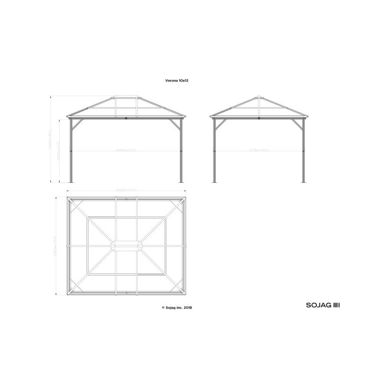 Sojag 10x12 Verona Aluminum Gazebo Kit - Dark Gray (312-9162868)