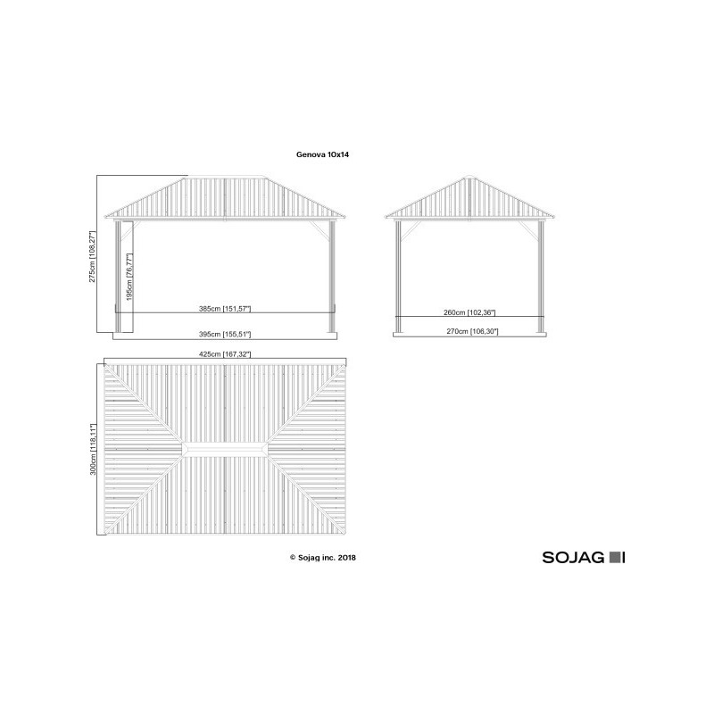 Sojag 10x14 Genova Aluminum Gazebo Kit - Dark Brown (500-9165043)