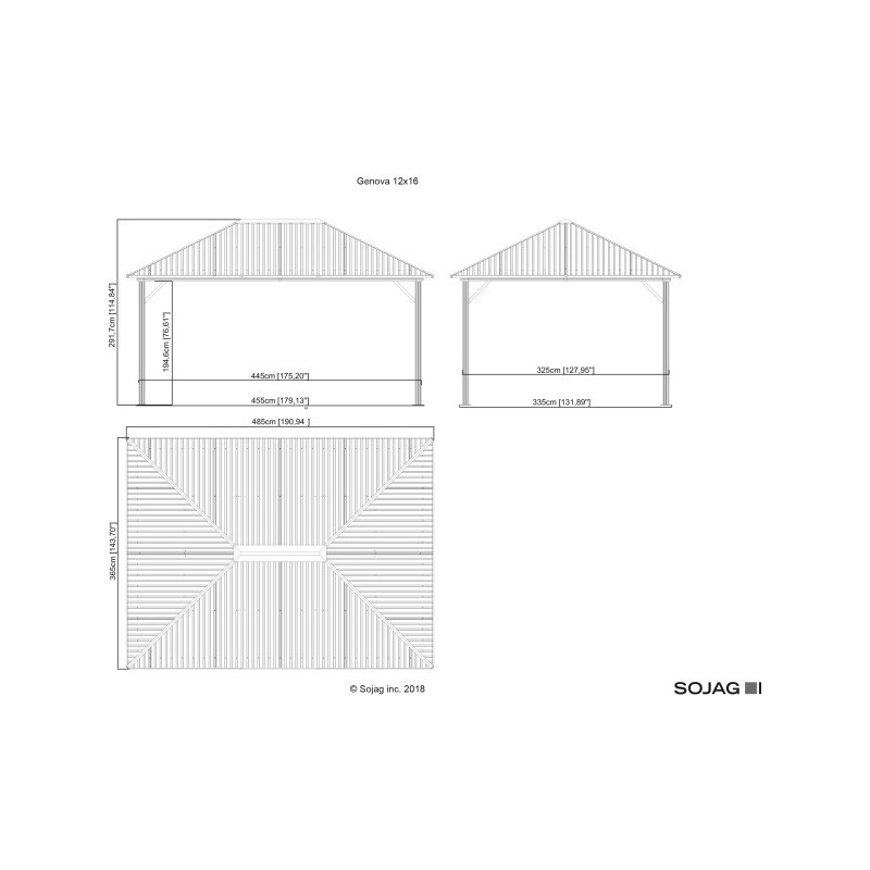 Sojag 12x16 Genova II Double Roof Aluminum Gazebo Kit - Dark Brown (500-9165074)