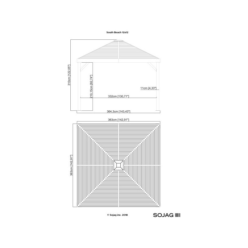 Sojag 12x12 South Beach Aluminum Gazebo Kit - Light Gray (500-8162769)