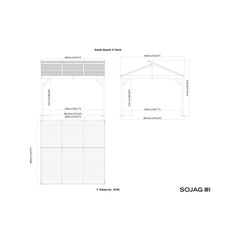 Sojag 12x12 South Beach II Aluminum Gazebo Kit - Light Gray (500-8162783)