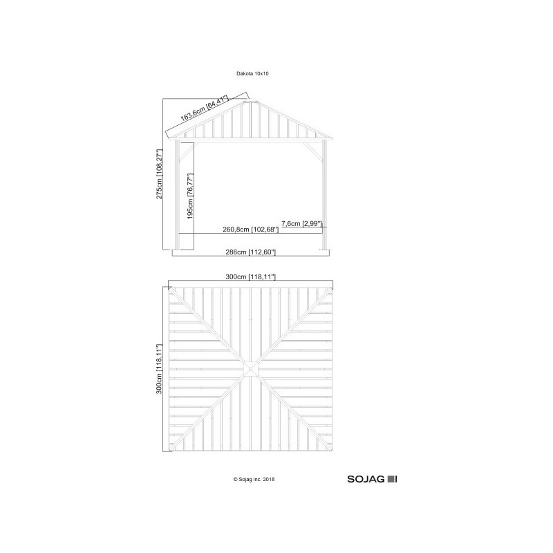 Sojag 10x10 Dakota Aluminum Gazebo Kit - Dark Brown (500-9165012)