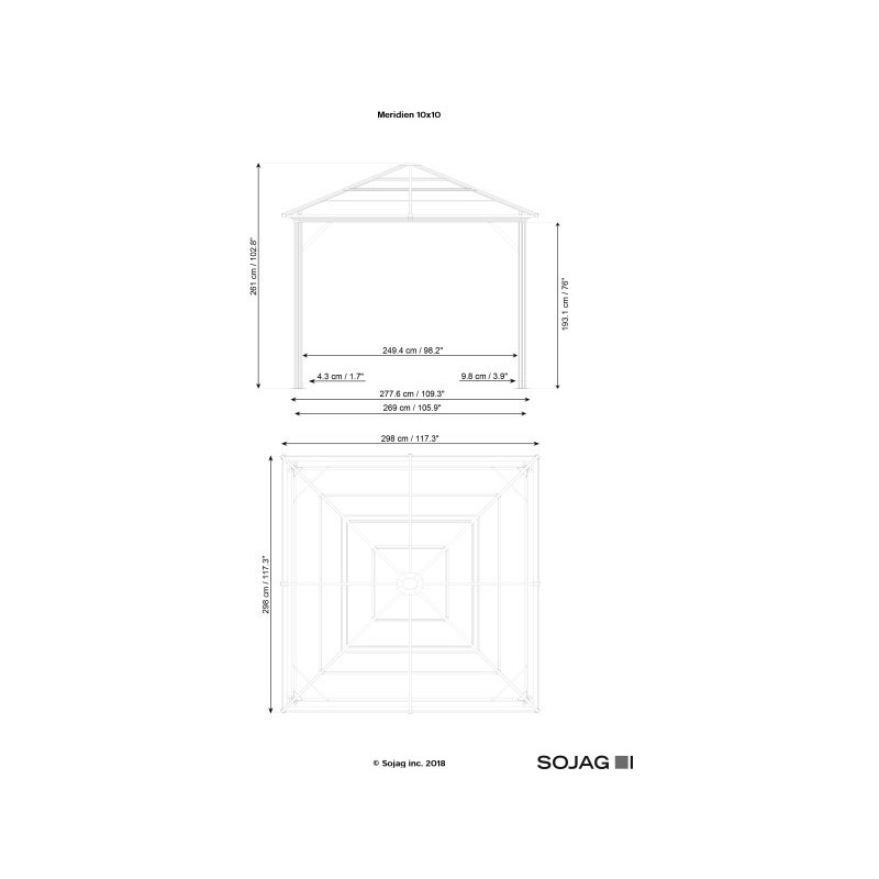 Sojag 10x10 Meridien Aluminum Gazebo Kit - Dark Gray (500-9162929)