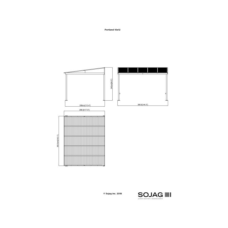 Sojag 10x12 Wall-Mounted Portland Gazebo Kit - Dark Brown (500-9165470)