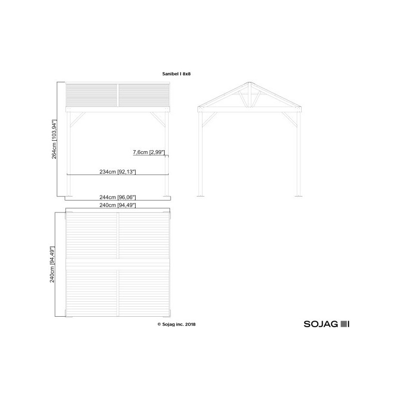 Sojag 8x8 Sanibel I Aluminum Gazebo Kit - Gray (500-9162820)