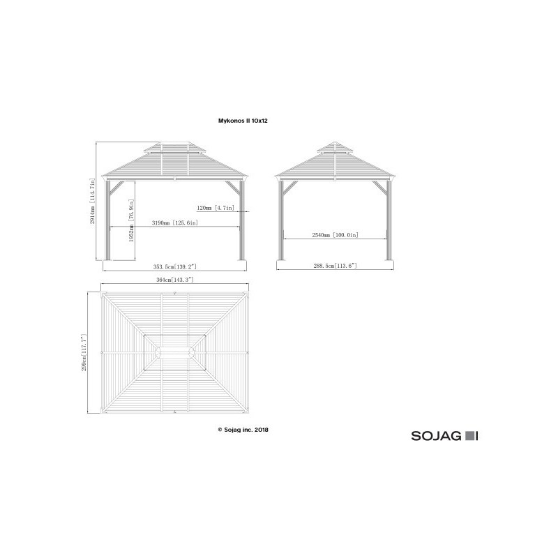 Sojag 10x12 Double Roof Mykonos II Gazebo Kit - Dark Gray (500-9165203)
