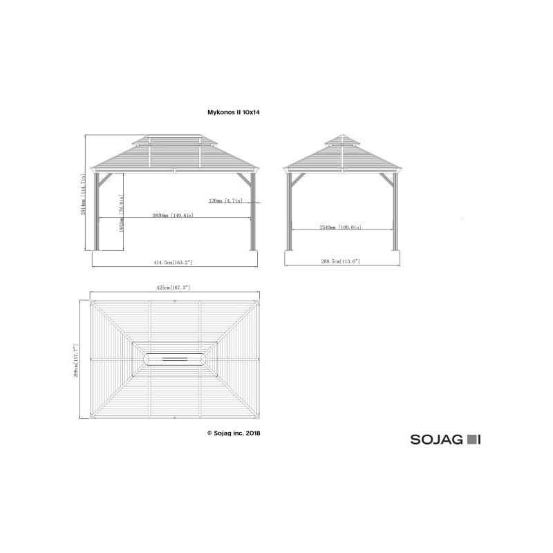 Sojag 10x14 Double Roof Mykonos II Gazebo Kit - Dark Gray (500-9165210)