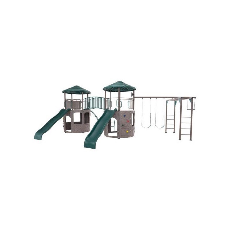 Lifetime Double Adventure Tower Playset with Monkey Bars - Earthtone (90966)