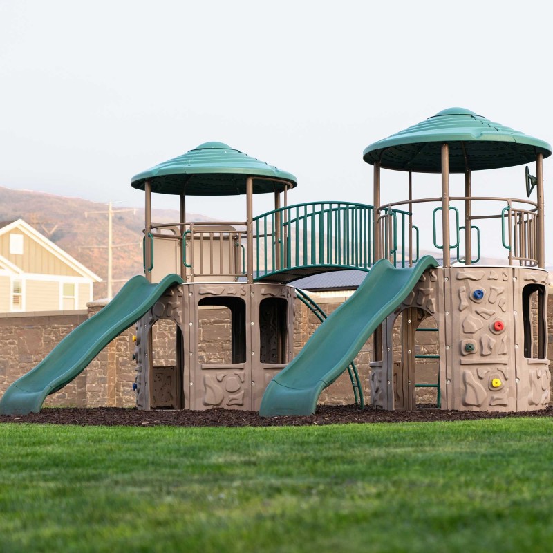 Lifetime Double Adventure Tower Playset with Bridge -Earthtone (90971)