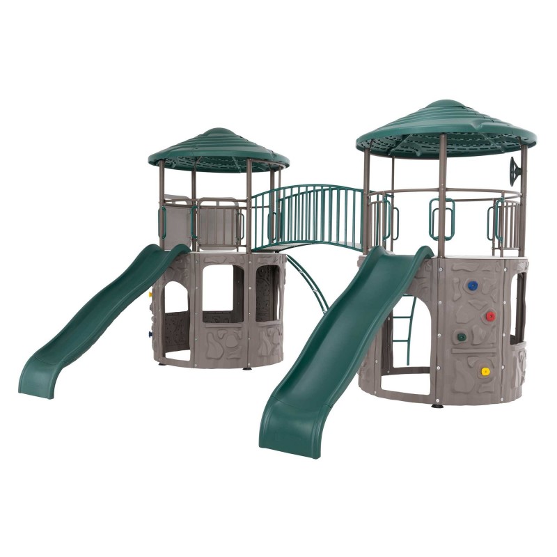 Lifetime Double Adventure Tower Playset with Bridge -Earthtone (90971)