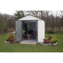 Arrow 8x7 Ezee Storage Shed Kit - High Gable, 72 In Walls, Vents - Cream & Charcoal (EZ8772HVCRCC)