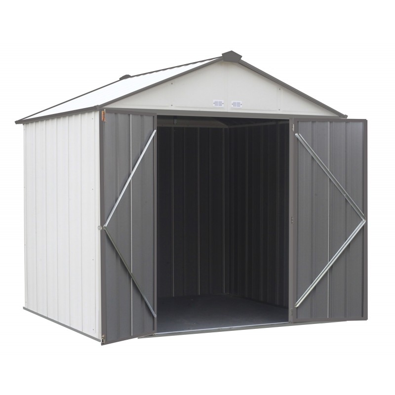 Arrow 8x7 Ezee Storage Shed Kit - High Gable, 72 In Walls, Vents - Cream & Charcoal (EZ8772HVCRCC)
