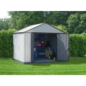 Arrow 10x8 Ezee Storage Shed Kit - Extra High Gable, 72 in Walls, Vents - Cream & Charcoal (EZ10872HVCRCC)