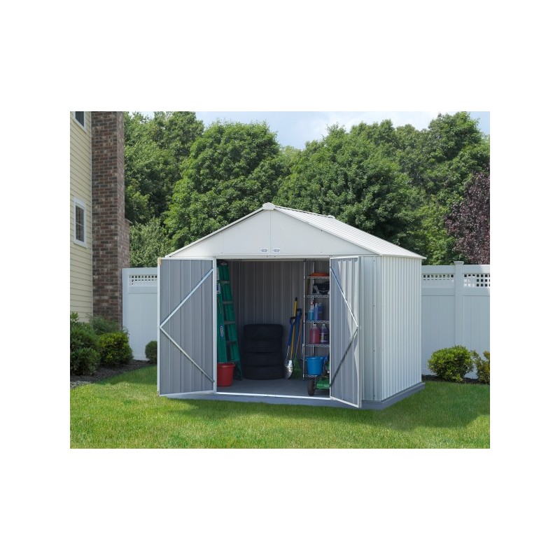 Arrow 10x8 Ezee Storage Shed Kit - Extra High Gable, 72 in Walls, Vent - Cream (EZ10872HVCR)