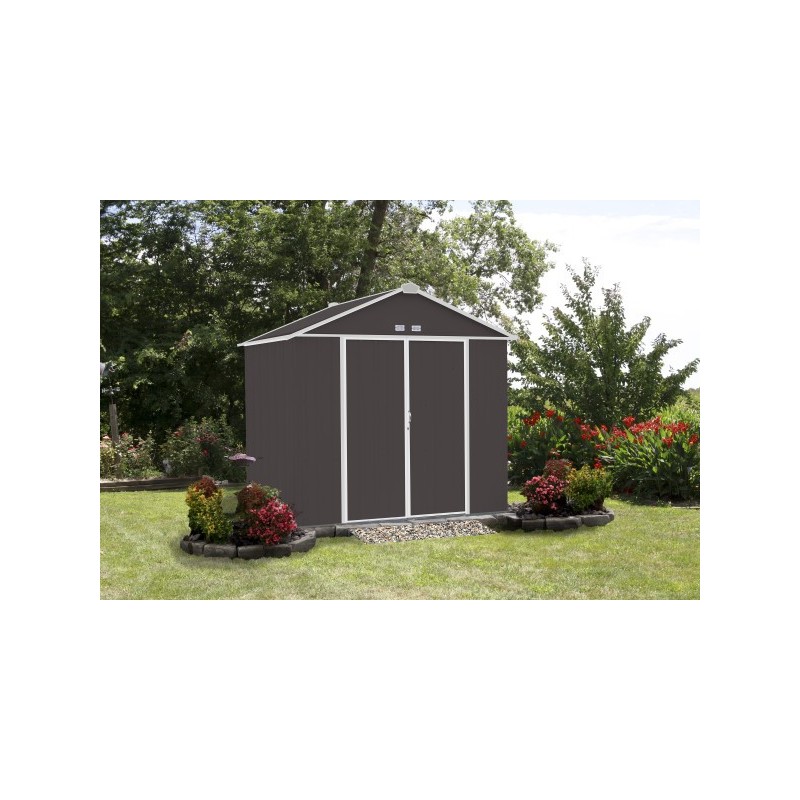 Arrow 8x7 Ezee Storage Shed Kit - High Gable, 72 In Walls, Vents - Charcoal & Cream (EZ8772HVCCCR)