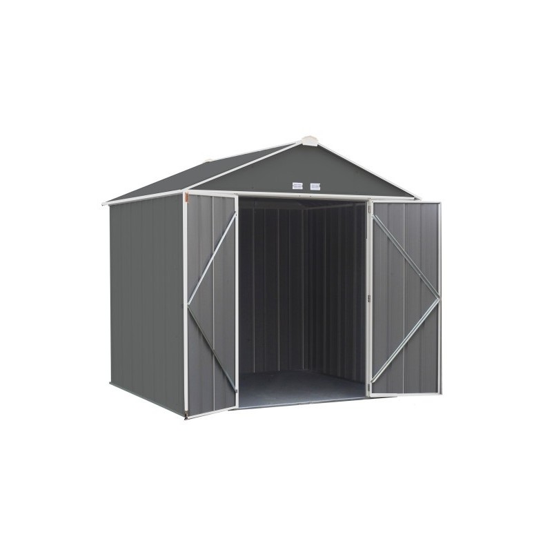 Arrow 8x7 Ezee Storage Shed Kit - High Gable, 72 In Walls, Vents - Charcoal & Cream (EZ8772HVCCCR)