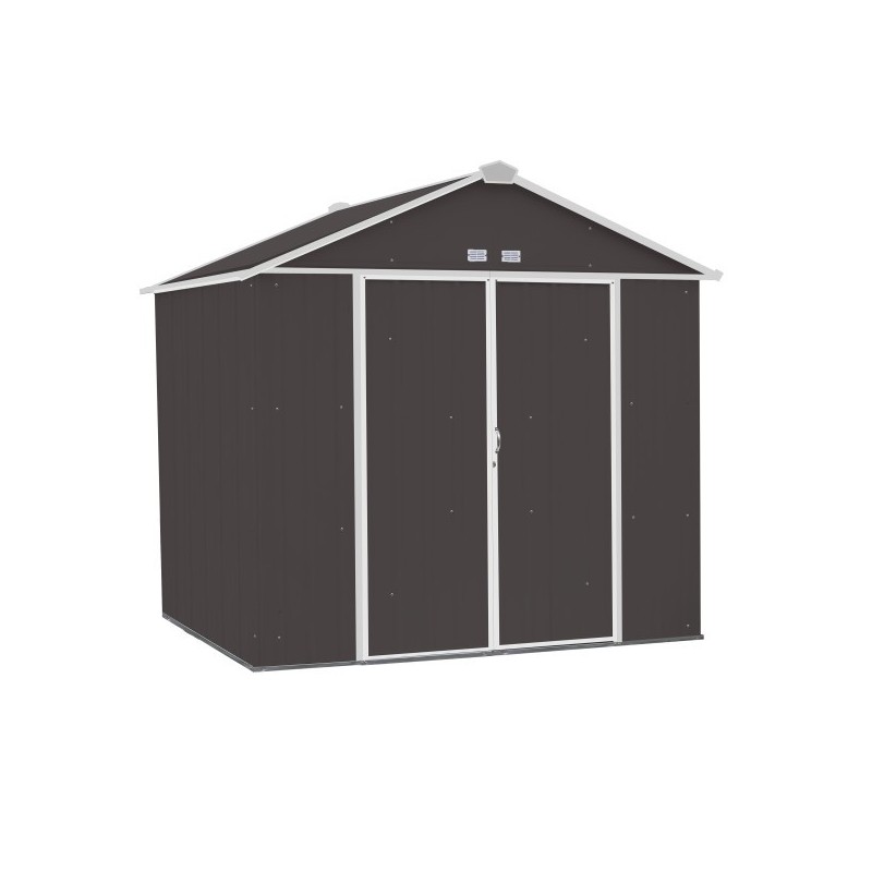 Arrow 8x7 Ezee Storage Shed Kit - High Gable, 72 In Walls, Vents - Charcoal & Cream (EZ8772HVCCCR)
