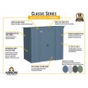 Arrow Classic 6x4 Steel Storage Shed Kit - Blue Grey (CLP64BG)