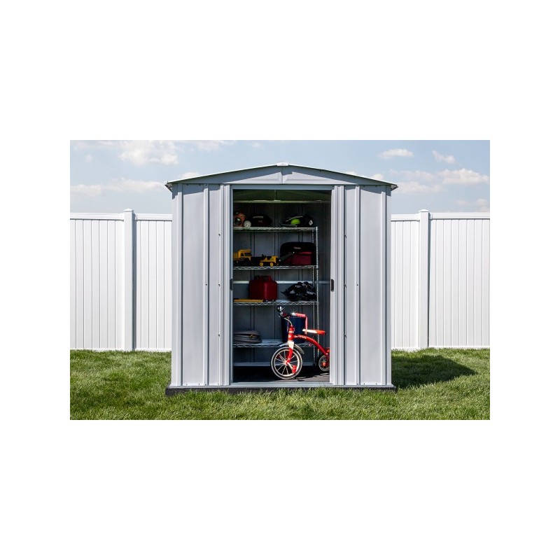 Arrow Classic 6x5 Steel Storage Shed Kit - Flute Grey (CLG65FG)