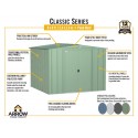 Arrow Classic 8x8 Steel Storage Shed Kit - Sage Green (CLG88SG)