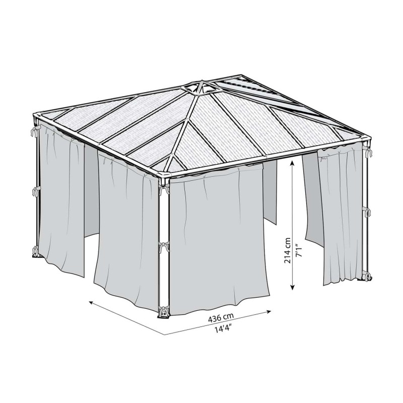 Palram - Canopia 4300 Palermo Gazebo Netting - Gray (HG1064)