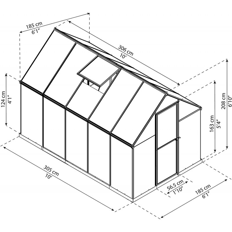 Palram – Canopia Mythos 6x10 Greenhouse Kit - Gray (HG5010Y)