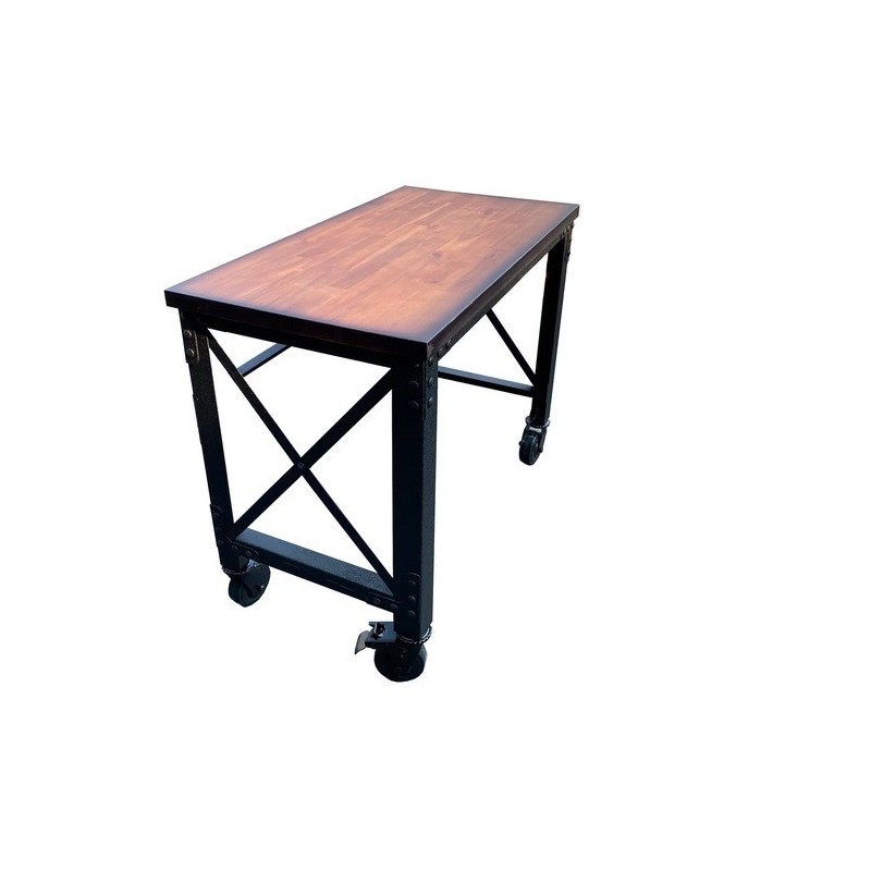 Duramax 62 in x 24 in Rolling Industrial Worktable Desk with Solid Wood Top